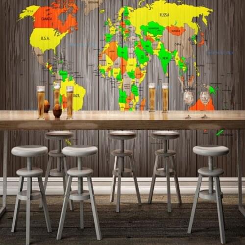 Custom mural Retro woodwork world map tooling living room TV wall custom bedroom wallpaper custom lobby mural