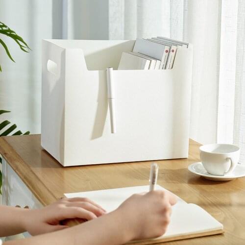 Desktop Storage Box Simple Office Book Organizer Box Pp Plastic Imitation Leather Multifunctional Stationery Storage Box