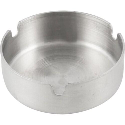 Stainless Steel Round Cigarette Ashtray 8cm Dia Silver Tone