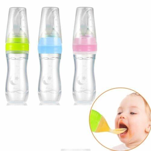 New Infant Toddler Nipple Pacifier Baby Feeding Tool Milk Bottle With Spoon Silicone Unique Spoon Lid food Supplement Hot Sale