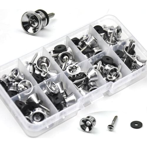 Wholesale 50pcs/lot Universal Guitar Ukulele Strap Locks Nails Metal Buttons + Screws + Pads Silver