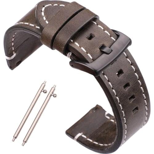 Watchbands Oil Wax Genuine Leather Strap 7 Colors Women Men Cowhide Watch Band 18mm 20mm 22mm 24mm Watch Accessories