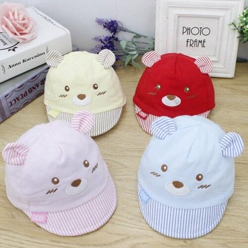 Newborn Baby Girl Boys Hat Cute Infant Kids Baseball Bear Striped Sunbonnet Hats With Ear Casquette