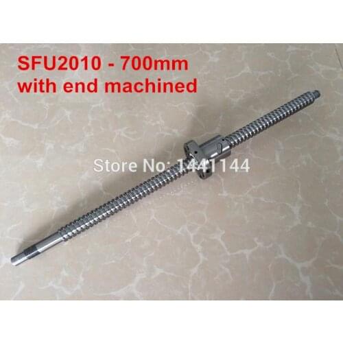 Ball screw SFU2010 - 700mm plus 1pcs 2010 Ballnut end machined