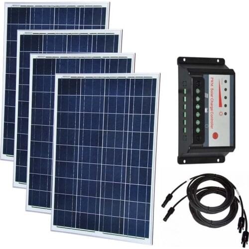 Solar Kit Complete100w 200w 300w 400w Solar Controller 12v/24v 30A PWM Caravan Camping Car Boat Motorhomes Mornitor Web Camera