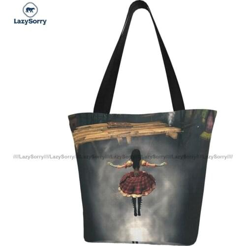 Alice Madness Returns Shopping Bag Work Polyester Handbags Female Gifts Reusable Bags