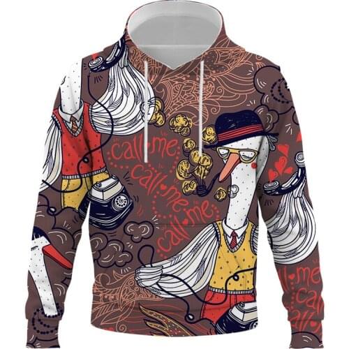 2021 Hot Sale Sweatshirt Men Women 3D Hoodies Print Cartoon animal Pattern Pullover Unisex Casual duck Oversized Hoodies Tops