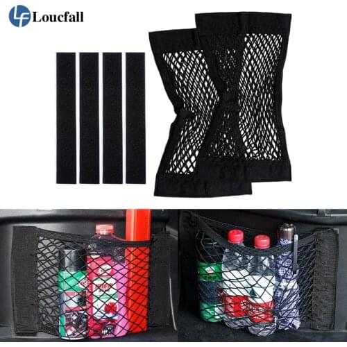 Universal Car Trunk Organizer Rear Trunk Back Seat Cargo Mesh Net Bag Flexible Nylon Car Storage Wall Sticker Pouch Bag new