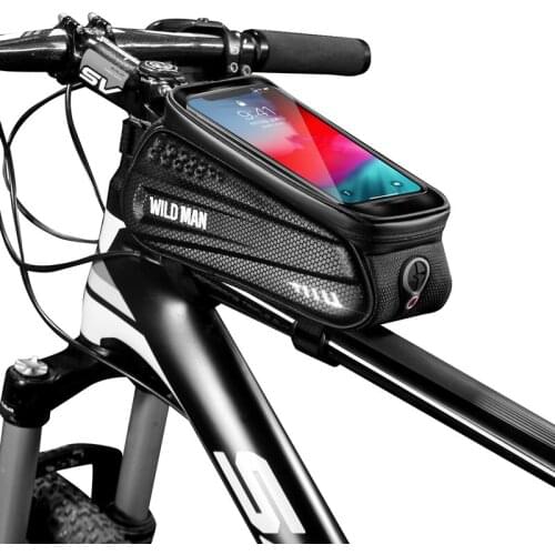 Wild Man Front Frame Bicycle Bag Waterproof Top Tube Bike Bag 6.5 Inch Phone Case Touchscreen Mtb Cycling Mobile Handlebar Pouch