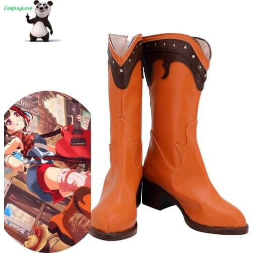 BanG Dream ! Girls Band Party! Mitake Ran Orange Shoes Cosplay Long Boots Leather Custom Made For Christmas Halloween