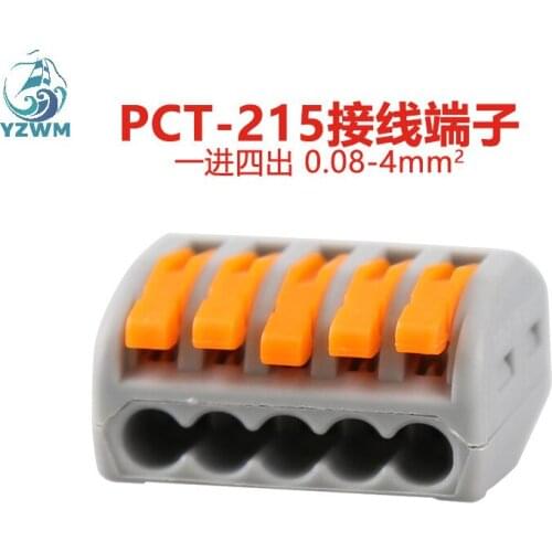 YZWM Pct-215 Connector 5-hole 222-415 Soft and Hard Wire Pressing Cap Quick Connection Terminal One In Four Out