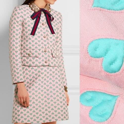 Heart-shaped jacquard brocade plush crisp fabric for dress coat tecido cheap-fabrics tecidos para roupa shabby chic DIY tissu