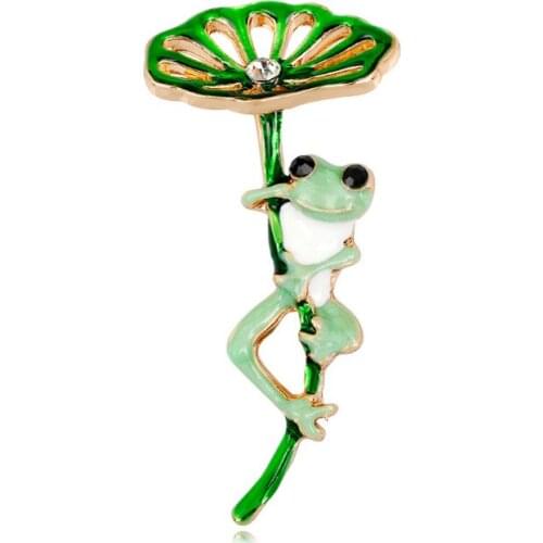 Cartoon Frog Brooch Fashion Leaf Frog Brooch Ladies Corsage Brooch Shirt Shawl Pin Professional Coat Badge Jewelry Accessories