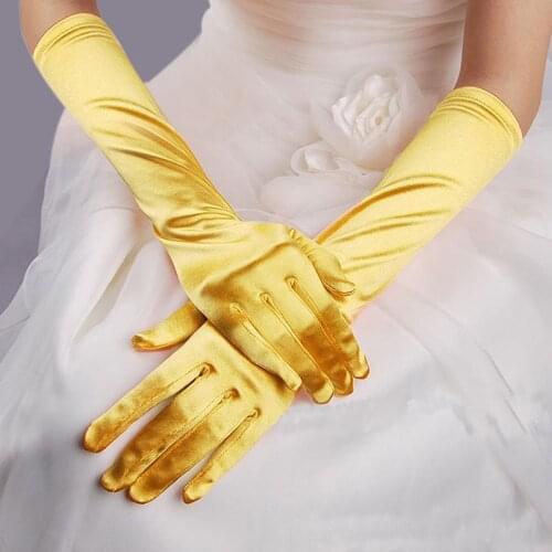 Women Bridal Satin Gloves Long Formal Dress Gloves For Evening Party Mittens Wedding Golve Mittens