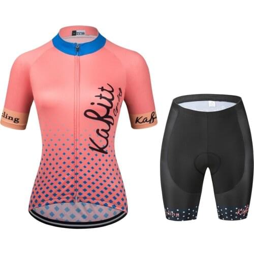 Kafitt Women‘s Professional Short Sleeve Jersey Sets MTB Cycling Clothing Ropa Ciclismo Road Bicycle Triathlon Uniform Summer