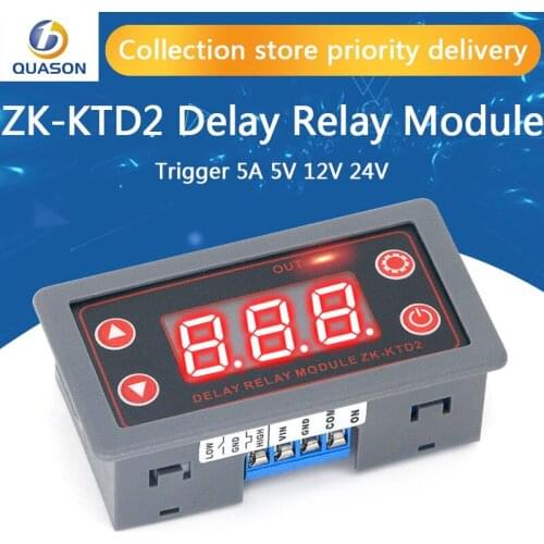 ZK-KTD2 5A 5V 12V 24V Fully Compatible Delay Relay Module Trigger Cycle Timing Industrial Anti-Overshoot