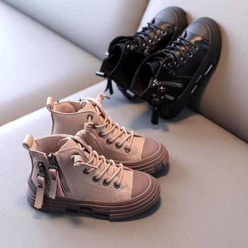 2020 Autumn/Winter Plush Children Fashion Boots Boys Girls Martin Boots Fashion Brand Soft Leather Warm Kids Snow Boots Sneakers