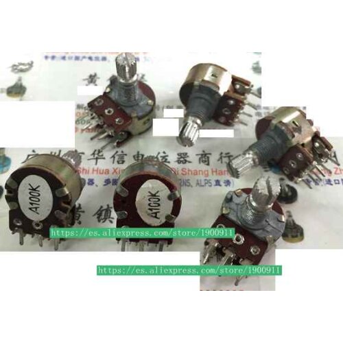 5pcs/lot Stock 148 dual-potentiometer A100K handle length 15MM flower volume potentiometer