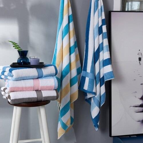 90x180cm Pure Cotton Stripe Soft Absorb Water Large Size Bath Towel for Adult Fitness Run Travel Home Bathroom Bath Towels