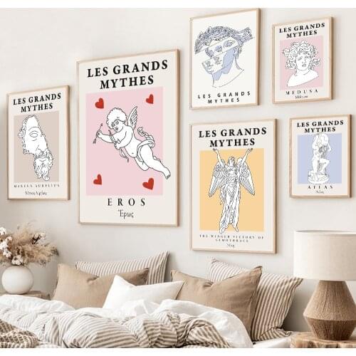 Abstract Mythes Muse Goddess Wall Art Canvas Painting Medusa Angel Statue Mural Poster Print Pictures Nordic Living Room Decor