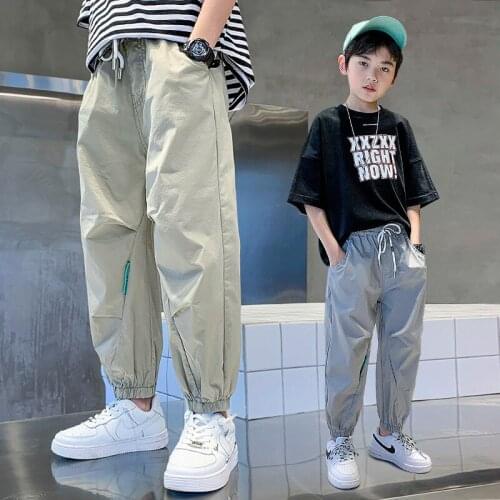 Korean Summer Children Hot Pants Solid Color Thin Jogger Pant for Teenage School Boys Soft Cool Loose Trousers 4 8 12 14 15Years
