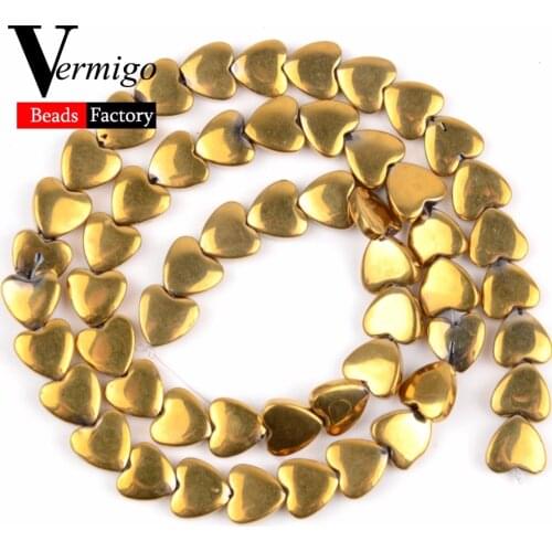 6x5mm Natural Stone Beads Gold Love Heart Hematite Spacer Beads For Jewelry Needlework Making Diy Bracelet Necklace Accessories