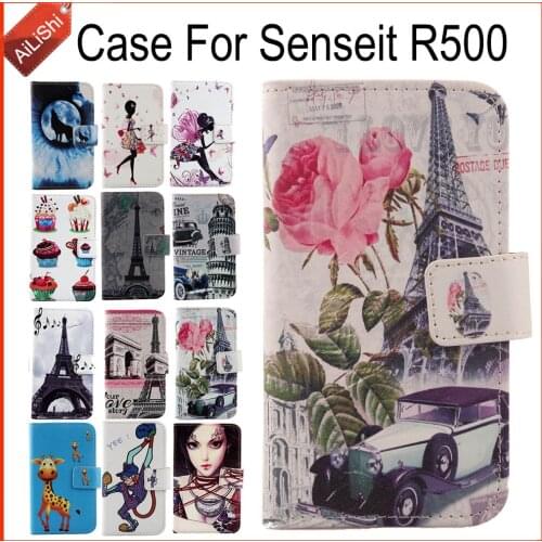 AiLiShi Case For Senseit R500 Luxury Flip PU Painted Leather Case R500 Senseit Exclusive 100% Special Phone Cover Skin+Tracking