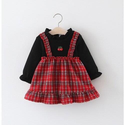 Girls Winter dress Plaid Clothes for girl 2021 New Children Long Sleeve Warm Tops Kids Dress Autumn 1 2 3 4 years thick Dresses