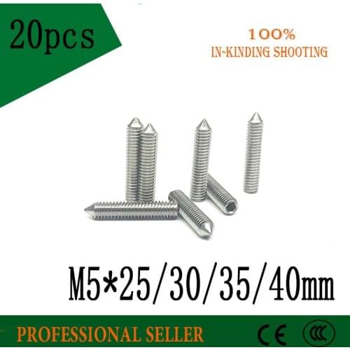 DIN553 M5*25/30/35/40 mm 304 Stainless Steel Tip Tightening Screws Headless Screws Top Wire Set Screws Machine Meters