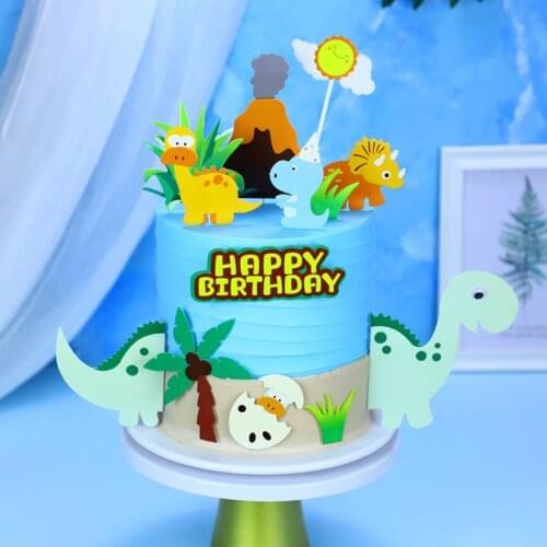 Dinosaur Cake Topper Jungle Safari Cake Decor Happy Birthday Party Decor Kids Toy Gifts Dinosaur Birthday Boy Favors Dino