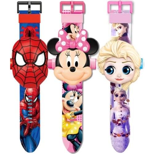 Disney Pixar Cars Figurine Toys Cartoon Car Projection Pattern Digital Watch Boy Girls LED Clock Toys Birthday Xmas Gift Toys