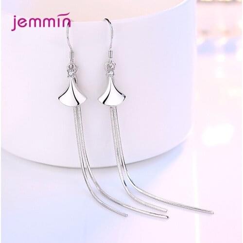 925 Sterling Silver Tassel Drop Earrings For Women Girls Wedding Trendy 2021 Fashion Jewelry Valentines Day Gift Wholesale