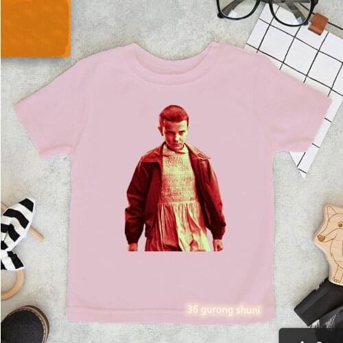 New Pink Letter Stranger Things T Shirt Text Garphic Boys Girls T-Shirt Kids Clothes Short Sleeve T-Shirts Harajuku Top