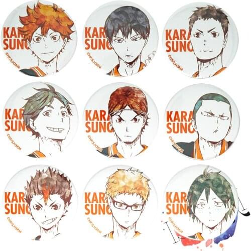 Haikyu!! Anime badge Shouyou Hinata Kageyama Tobio Sugawara Koshi Nishinoya Yuu Yamaguchi Tadashi Haikyuu Metal Badge Brooch Pin