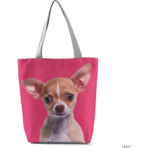 Miyahouse Animal Print Canvas Handbag Large Capacity Women Beach Shoulder Bag Dog Design Casual Shopping Bag