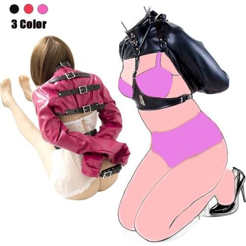 Leather Open Breast Cupless Straitjacket Top Arm Binder Restraint,Women Sexy Lingerie,BDSM Slave Binding Erotic Costume Sex Toy