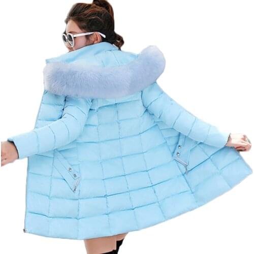 Women Winter Jackets Coats 2020 New Parkas Women Down Cotton Jackets Warm Outwear Faux Fur Collar Hooded Female Long Jacket 420