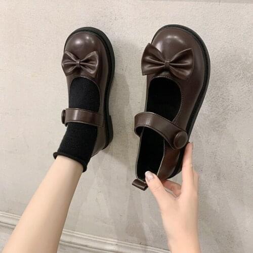 LLOGAI Kawaii School Girl Student Shoes Lolita Kawaii for Women Bow Round Tow Bandage Platform Anime Cosplay Cute Jane Shoes