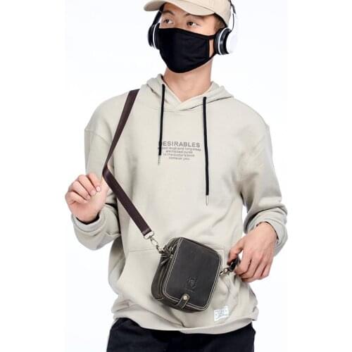 Mini small leather shoulder messenger bag mens leisure sports multifunctional leather belt bag