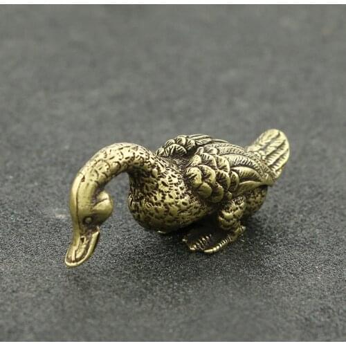 Cute Brass Duck Statue Vintage Simulated Animal Statue Metal Figure Props Home Office Desk Decor Ornament Toy Gift