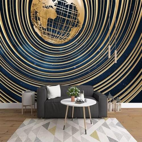Custom Wall Covering Creative Embossed Earth Starry Lines 3D Mural Wallpaper Living Room Entrance Wall Decor Papel De Parede 3D