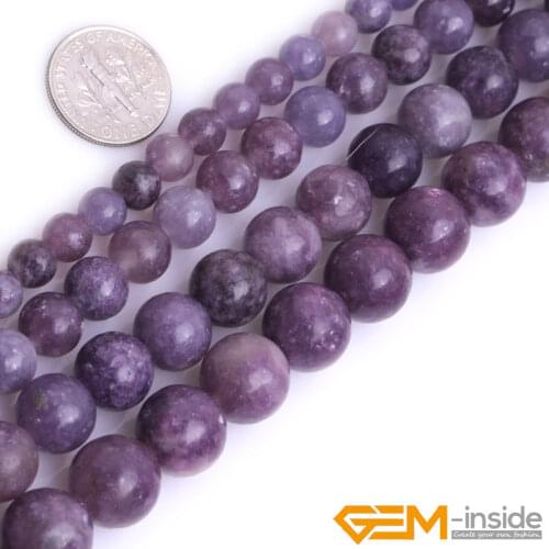 Natural Round Purple lepidolite Beads: 4-12mm Natural Stone Beads DIY loose Bead For jewelry Making Strand 15" Wholesale