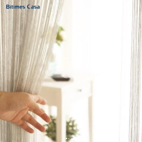 Solid Color W100L200CM String Curtain Line Curtain Door Hanger Curtain Room Divider Window Blind Valance Home Decoration