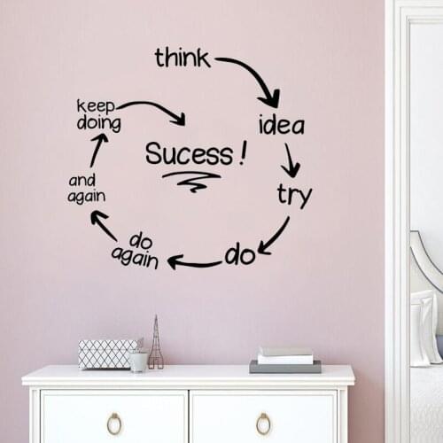 Office Words Wall Sticker Removable Success Quote Mural For Living Room Waterproof Window Glass Decal M0059