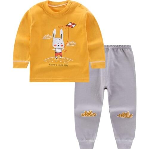 2020Autumn Childrens Cotton Newborn Baby Boys Girls Cotton Set Long Sleeve Baby Clothes Set Casual Home Service girls clothes