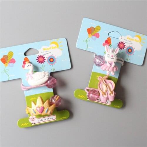 2PCS New Swan Crown Bunny Dance Shoes Lovely Elastic Hair Band Baby Headwear Girls Accessories Tie Hair Ropes Children Headdress