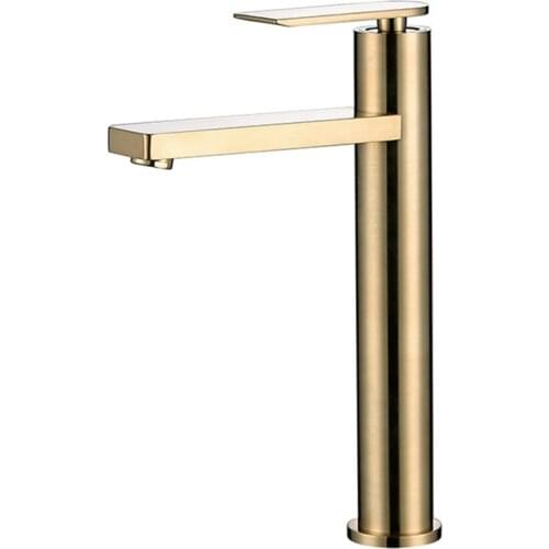 Basin Faucet Solid Brass Hot & Cold Bathroom Sink Mixer Crane Tap Brushed Gold/Black/Chrome Single Handle Deck Mounted Faucet