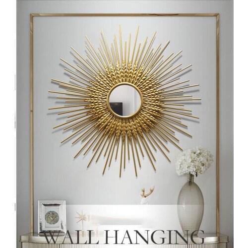 Modern Wrought Iron Restaurant Wall Hanging Decorative Mirror Crafts KTV Home Sofa Background Wall Metal Murals Ormaents Decor