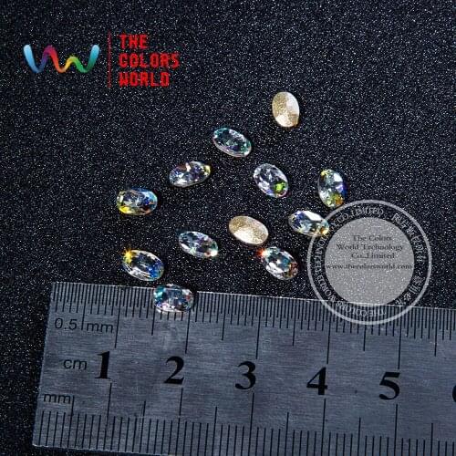 TCSZ005 3D 4*6MM Oval Shape Clear Glitter Shinny Crystal Diamond for Nail Art Rhinestones Decorations DIY