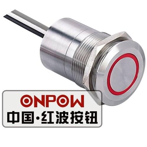 ONPOW 22mm Thin ring 5V,12V,24V Red Green Blue LED Capacitive Switch Stainless steel Metal Touch switch (TS22A-10(Z))